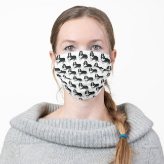 Bi-Black Shetland Sheepdog Cartoon Dog Pattern Adult Cloth Face Mask