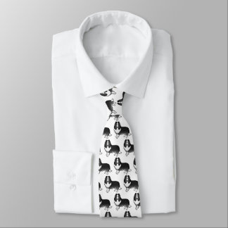 Bi-Black Shetland Sheepdog Cartoon Dog Pattern Neck Tie