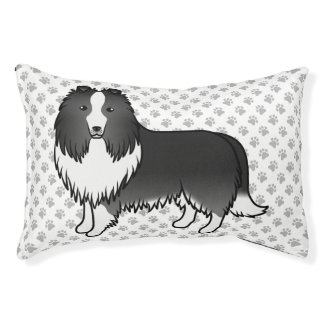 Bi-Black Shetland Sheepdog Cartoon Dog &amp; Paws Pet Bed