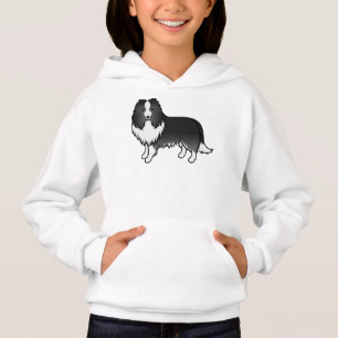 Bi-Black Shetland Sheepdog Cute Cartoon Dog Hoodie