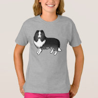 Bi-Black Shetland Sheepdog Cute Cartoon Dog