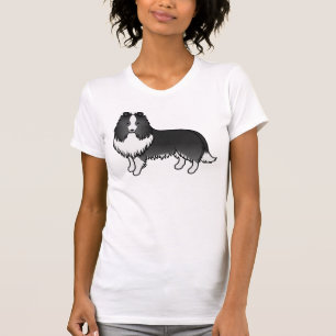 Bi-Black Shetland Sheepdog Cute Cartoon Dog T-Shirt