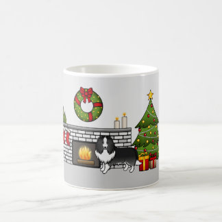 Bi-Black Shetland Sheepdog Dog In A Christmas Room Coffee Mug