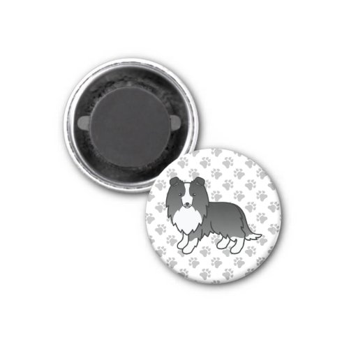 Bi_Black Shetland Sheepdog Sheltie Cartoon Dog Magnet