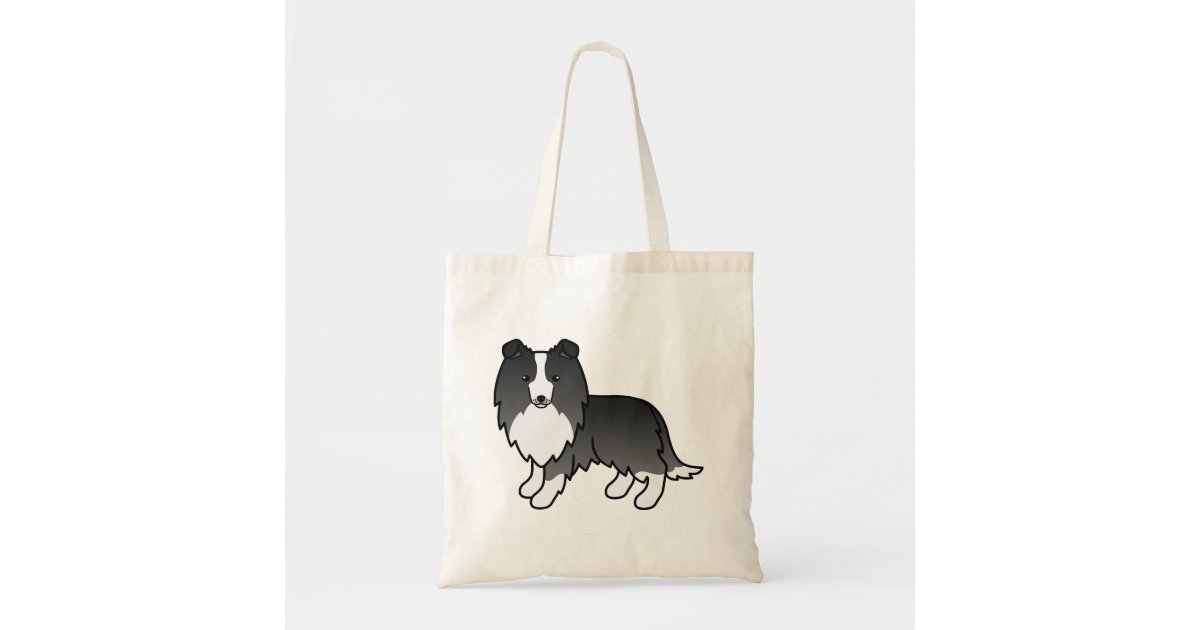 Bi Black Shetland Sheepdog Sheltie Cartoon Dog Tote Bag Zazzle