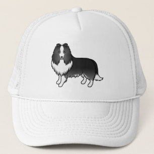 Bi-Black Shetland Sheepdog Sheltie Cartoon Dog Trucker Hat