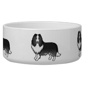 Bi-Black Shetland Sheepdog Sheltie Cartoon Dogs Bowl