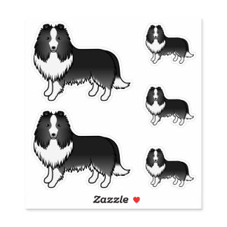 Bi-Black Shetland Sheepdog Sheltie Cartoon Dogs Sticker