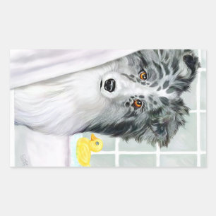 Bi Blue Sheltie Bath Rectangular Sticker