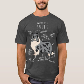 Bi Blue Sheltie Shetland Sheepdog Anatomy T-Shirt