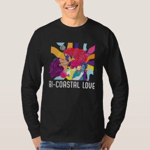 Bi Coastal Love Bisexual Rainbow Pride Bisexuality T-Shirt