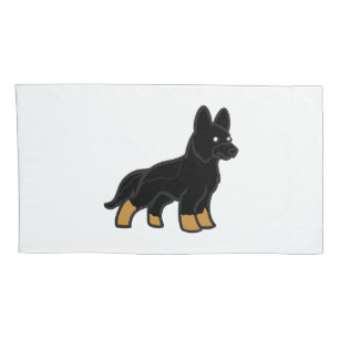 Bi Color German Shepherd Cartoon Pillow Case