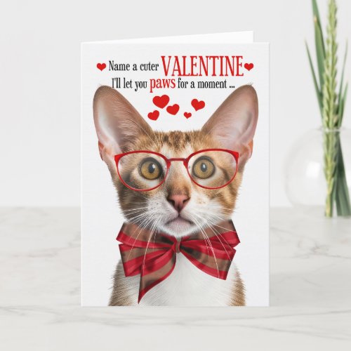 Bi_Colored Oriental Cat Valentine Feline Humor Holiday Card