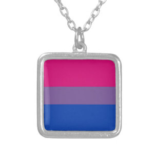Bi Flag Flies For Bisexual Pride Silver Plated Necklace