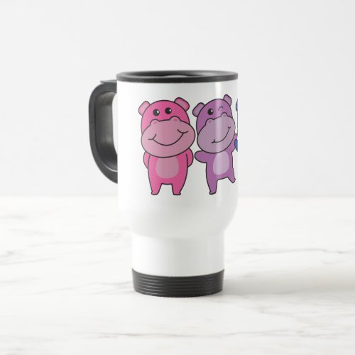 Bi Flag Pride Lgbtq Cute Hippo Travel Mug