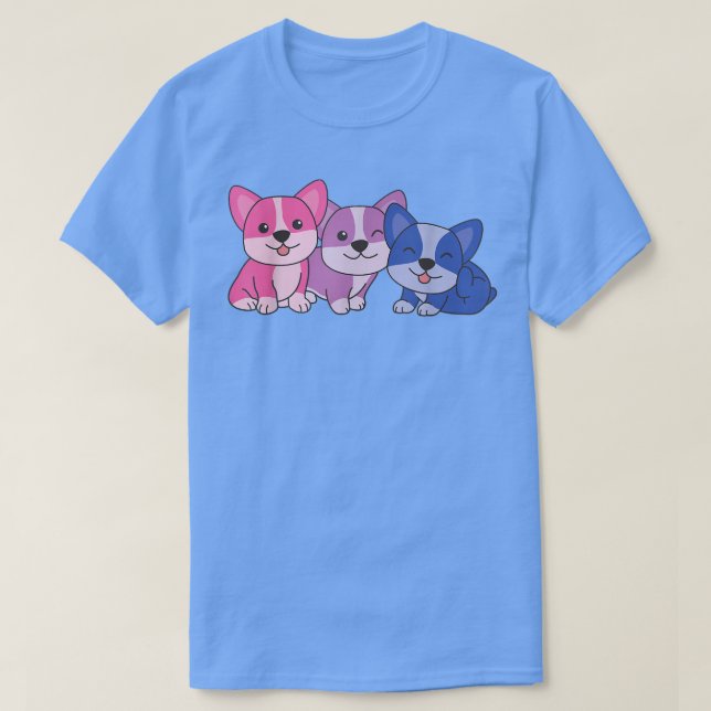 Bi Flag Pride Lgbtq Dogs Bi Corgi  T-Shirt (Design Front)
