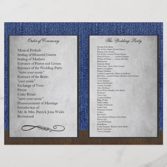 Bi Fold Denim Western Wedding Ceremony Programs Zazzle Com