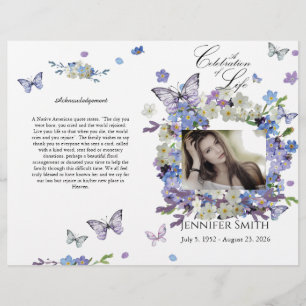 Bi-Fold Forget Me Not Funeral Program Flyer