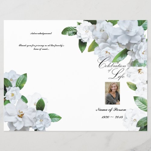 Bi_Fold Funeral Program _ White Gardenias Flyer