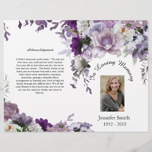 Bi_Fold Lavender Flowers Funeral Program Flyer