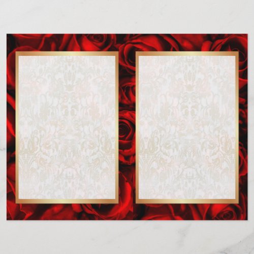 Bi_Fold Red Rose Floral Wedding Program