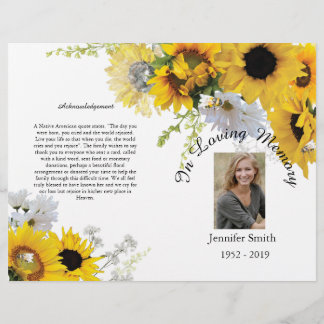Bi-Fold Sunflowers Bees Funeral Program Flyer