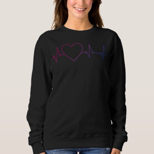 Bi Heartbeat  Bisexual Pride Flag ECG Pulse Line Sweatshirt
