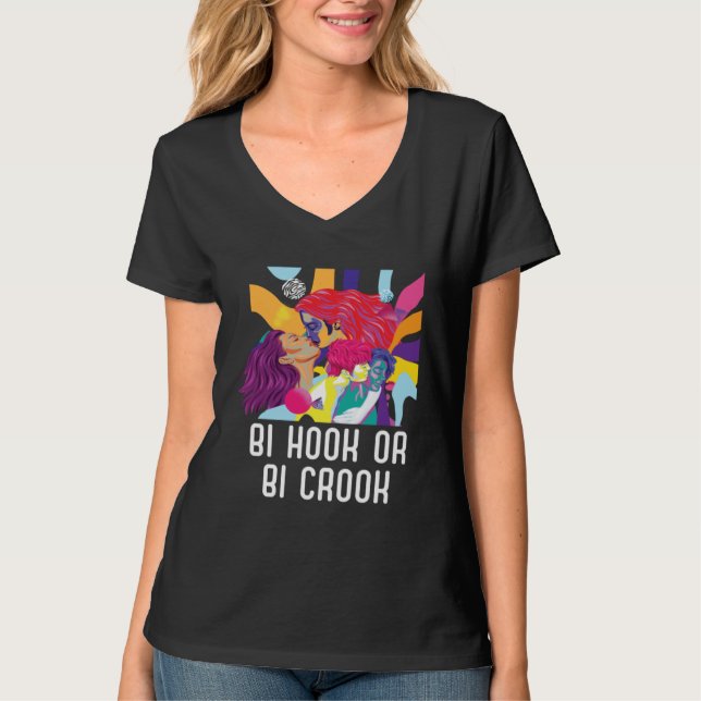 Bi Hook Or Bi Crook Bisexual Rainbow Pride Bisexua T-Shirt (Front)