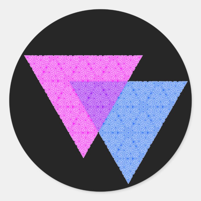 Bi Knot Symbol Round Black Sticker (Front)