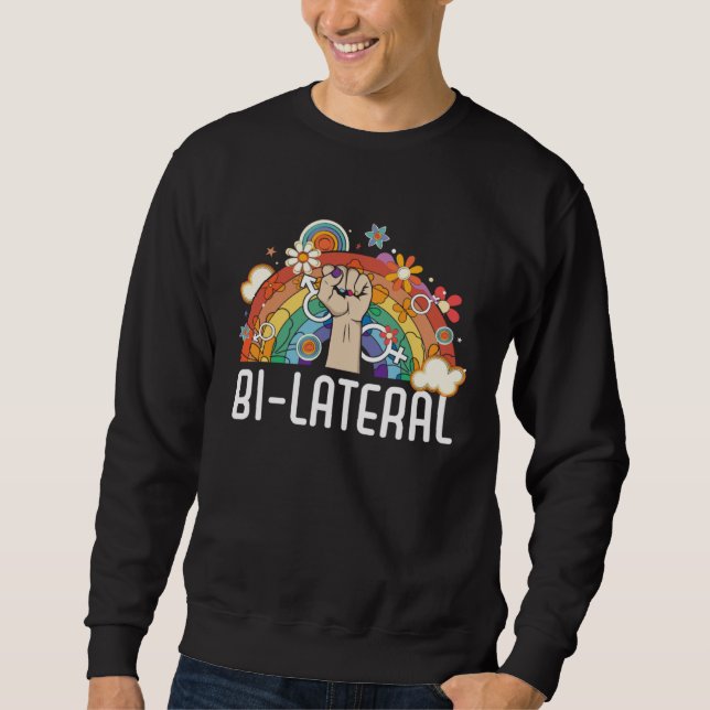 Bi Lateral Bisexual Rainbow Pride Bisexuality LGBT Sweatshirt (Front)
