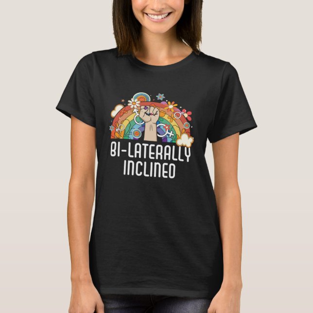 Bi Laterally Inclined Bisexual Pride Bisexuality L T-Shirt (Front)