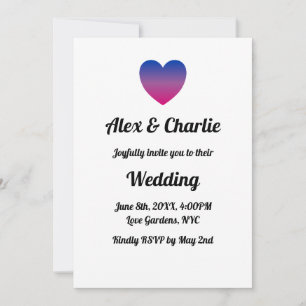 Bi LGBT Queer Heart Wedding Invitation