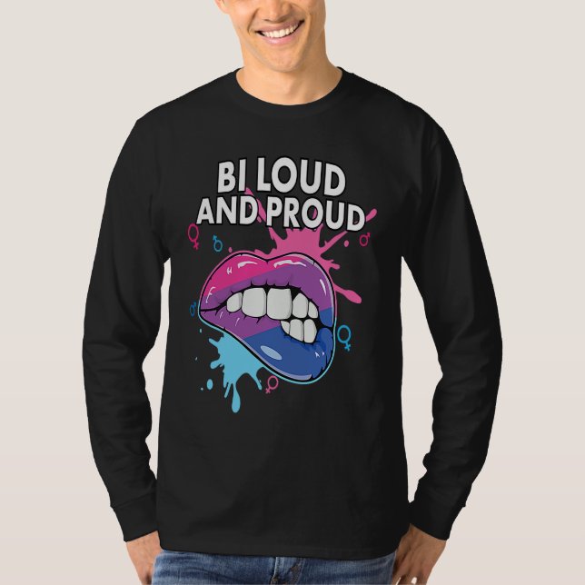 Bi Loud and Proud Bisexual Rainbow Pride Bisexuali T-Shirt (Front)