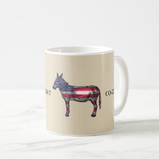 Bi-partisan, elephant & donkey co-exist coffee mug