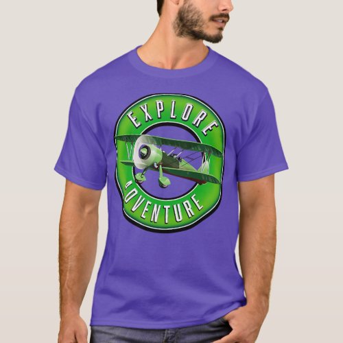 bi plane explore adventure logo T_Shirt