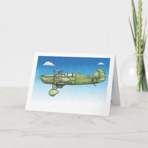 Bi Plane Fighter Art Birthday Card