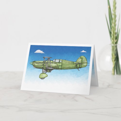 Bi Plane Fighter Art Fathers Day Card