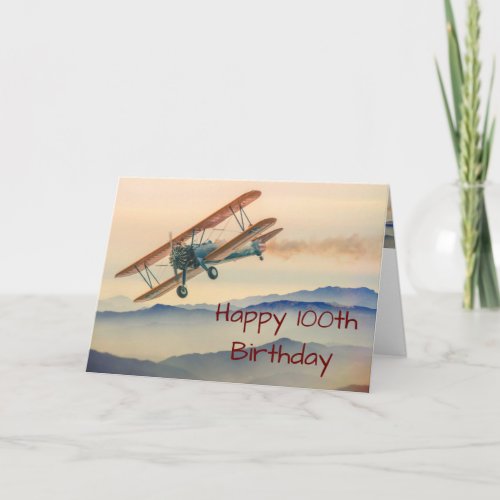 Bi_Plane From One Vintage Model 100th Birthday Card