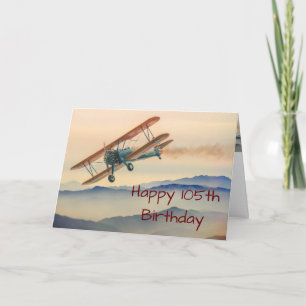 Bi-Plane From One Vintage Model 105th Birthday Card