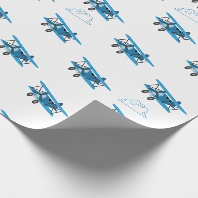 Bi-Plane In Clouds Airplane Wrapping Paper (Corner)