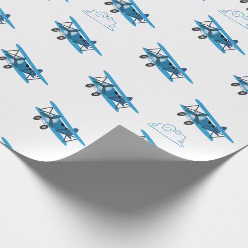 Bi_Plane In Clouds Airplane Wrapping Wrapping Paper