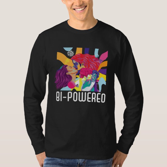 Bi Powered Bisexual Rainbow Pride March Bisexualit T-Shirt (Front)