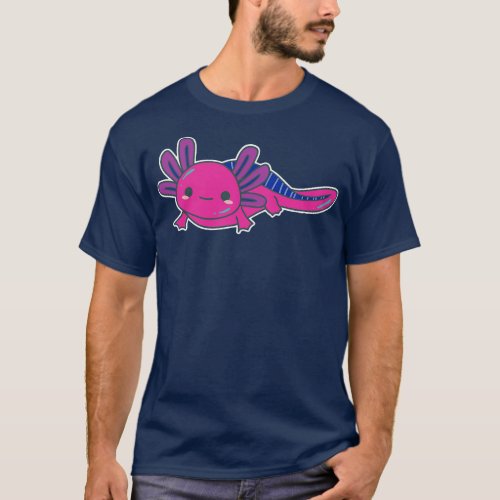 Bi Pride Axolotl Cute Design with Bisexual Flag Co T_Shirt