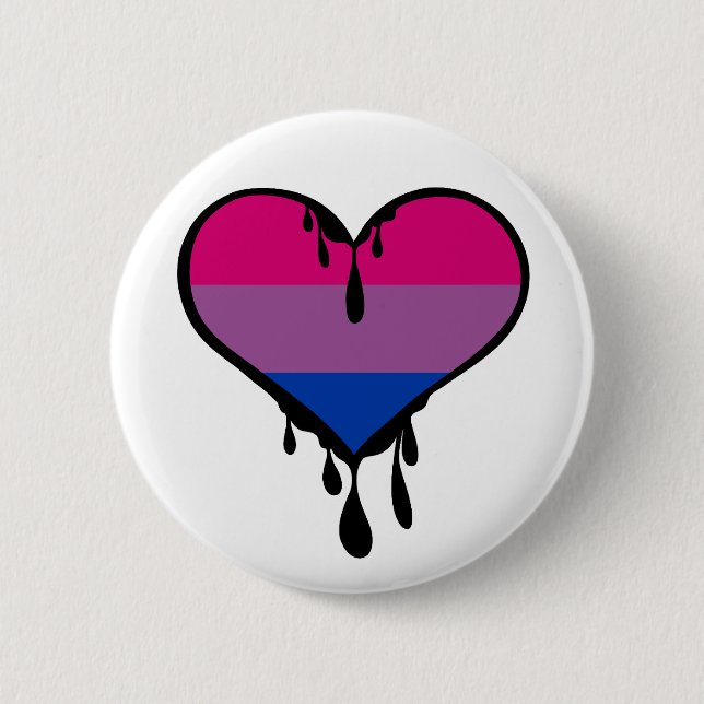 Bi Pride Dripping Heart Button (Front)