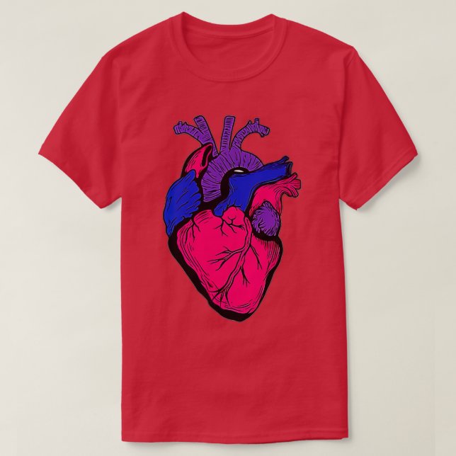 Bi Pride Flag LGB Party Retro Heart Gift  T-Shirt (Design Front)