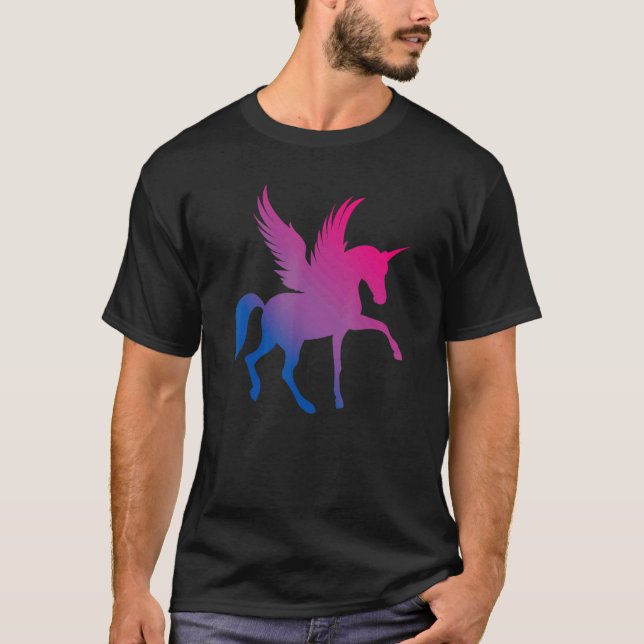Bi Pride Flag Unicorn Bisexual T-Shirt (Front)