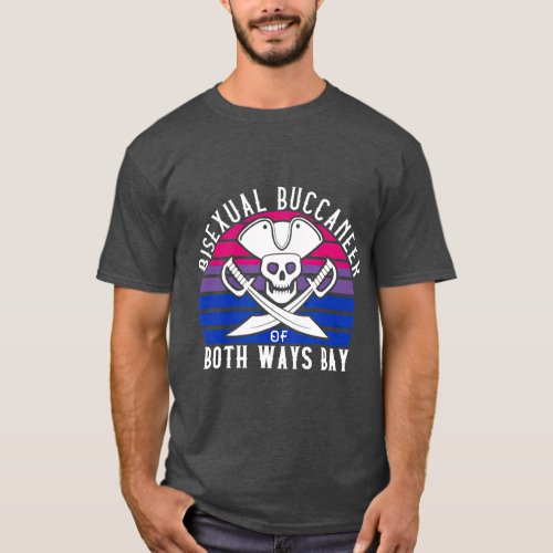 Bi Pride Funny Bisexual Pirate Both Ways Bay LGB T_Shirt