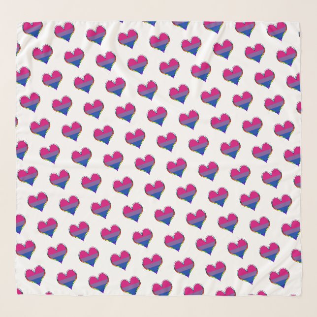 Bi Pride Heart Pattern Scarf (Front)