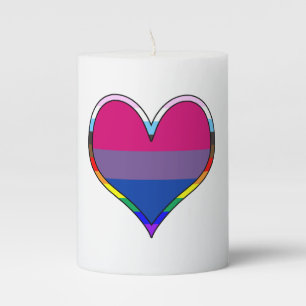 Bi Pride Heart Pillar Candle