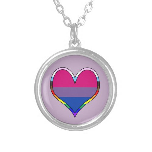 Bi Pride Heart Silver Plated Necklace